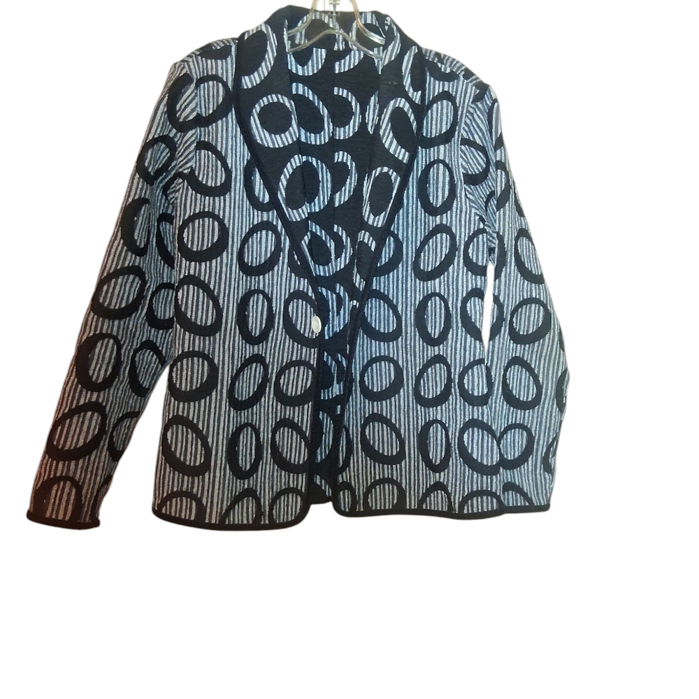 Source Unknown Black and White Blazer with Bold Pattern. Size: S/M